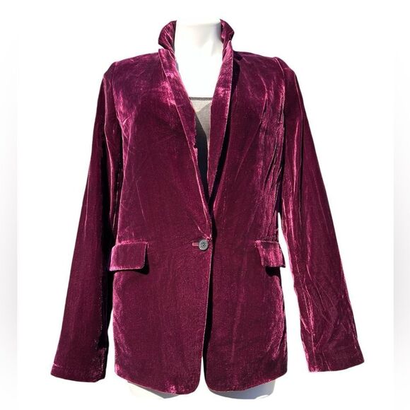 Banana Republic Burgundy Velvet Blazer New Size 2 Long - Picture 2 of 8